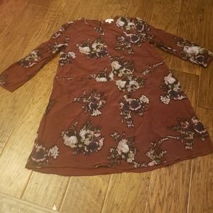 Aritzia Wilfred Crinkle Minidress Maroon Floral